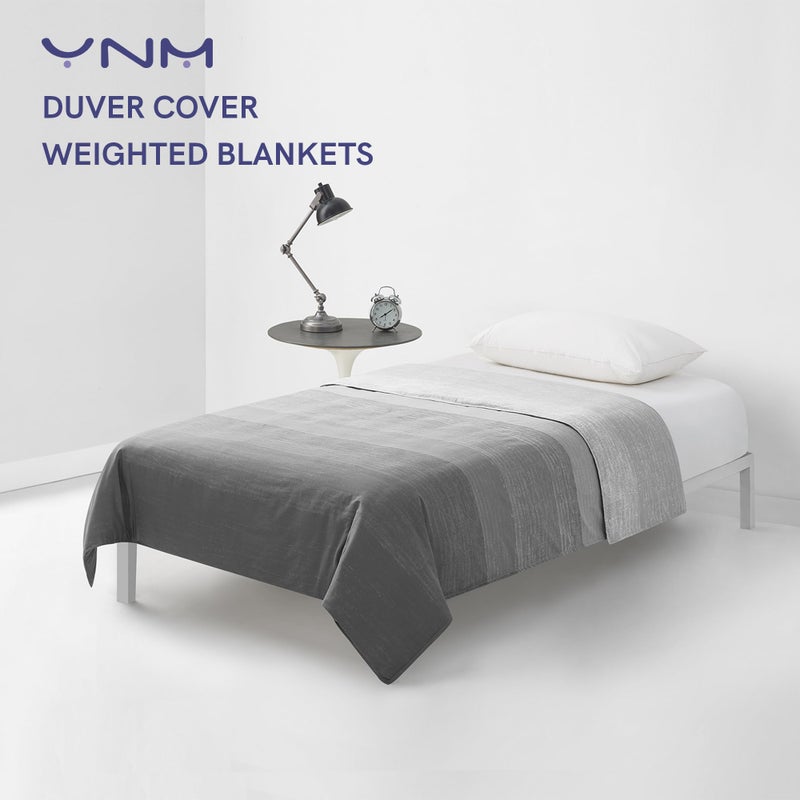 YnM Exclusive Cooling Duvet Cover for Weighted Blankets with 16 Strings (Gradient Dark Grey, 48"x 72") - Image 2